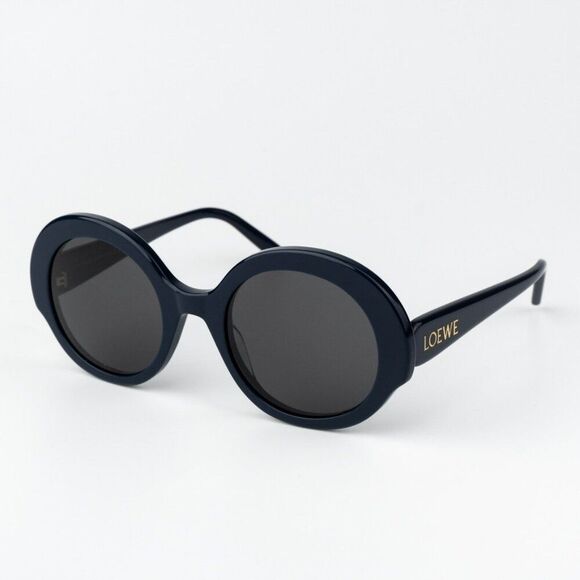 Loewe LW40135I SLIM 90A BRAND NEW Sunglasses Shiny Blue Smoke Round Women - Picture 2 of 8